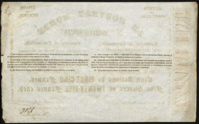 Backside shows various company agreements and legal language